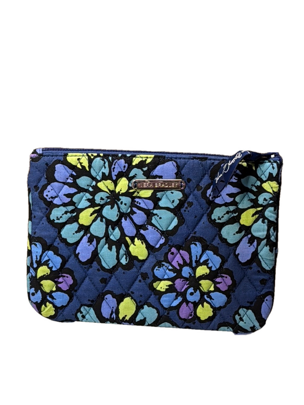 Vera Bradley Blue Floral Zip Up Cosmetic Bag